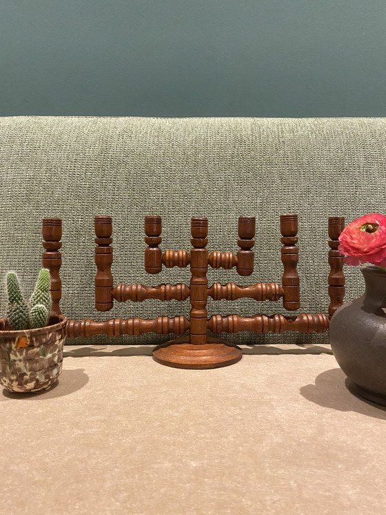 Image 1 of Candeliere vintage in legno con sette braccia