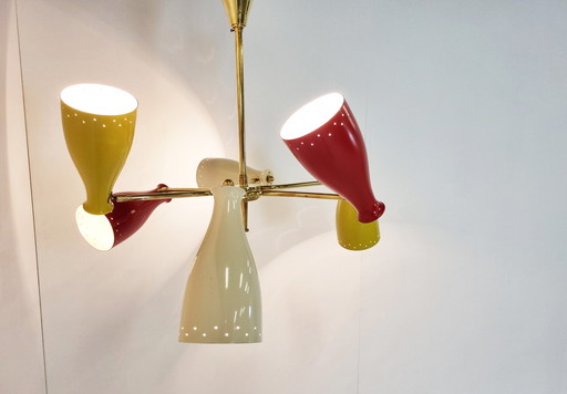 Mid century coloured chandelier, 1950s