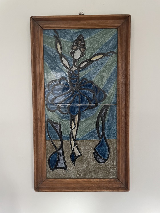 Image 1 of Art pottery Tile tableau Ballerina