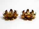 Pair Of Beautiful 70'S Gilded Floral Wall Or Ceiling Lamp With Large Leaves In Regency Design
