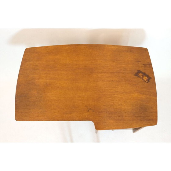 Image 1 of Vintage tripod oak desk by Jacques Hauville, 1950