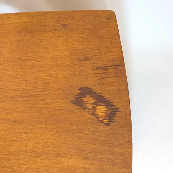 Image 1 of Vintage tripod oak desk by Jacques Hauville, 1950