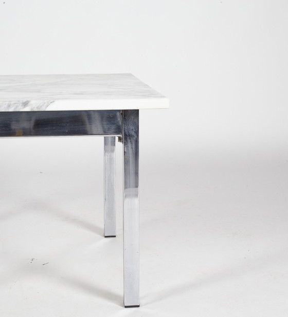 Image 1 of Postmodern Salon/Bistro Table In Marble And Chrome