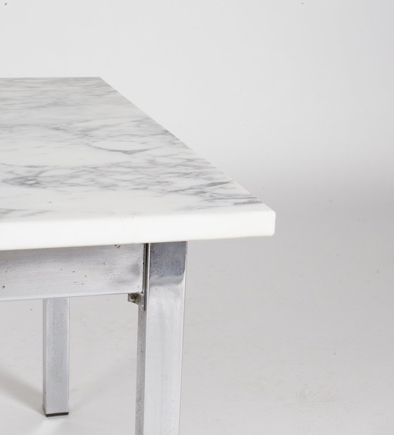 Image 1 of Postmodern Salon/Bistro Table In Marble And Chrome