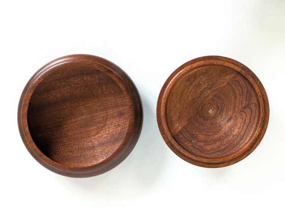 Image 1 of Round Jewellery Box With Lid| Dark Oak | Midcentury