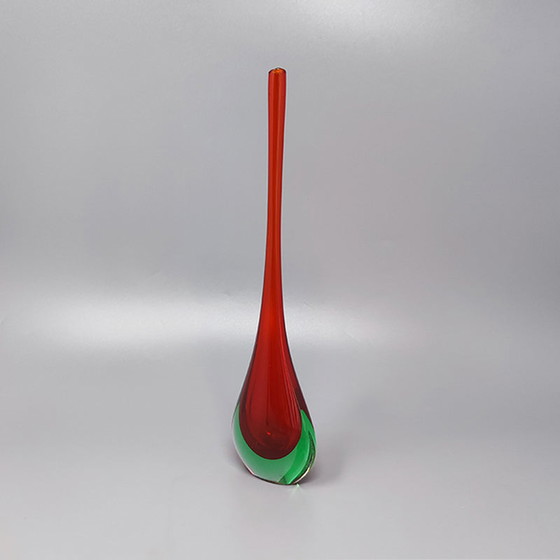 Image 1 of 1960s Gorgeous Red and Green Vase By Flavio Poli