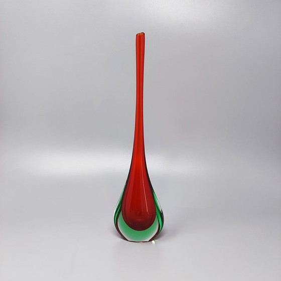 Image 1 of 1960s Gorgeous Red and Green Vase By Flavio Poli