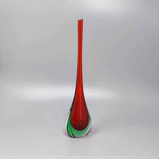 Image 1 of 1960s Gorgeous Red and Green Vase By Flavio Poli