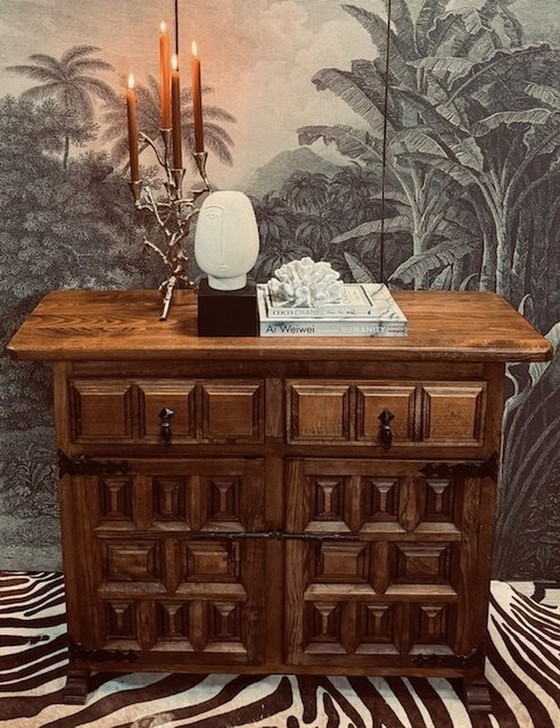 Image 1 of Spanish Oak Brutalist Closet Sideboard