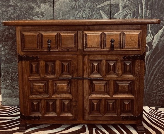 Image 1 of Spanish Oak Brutalist Closet Sideboard