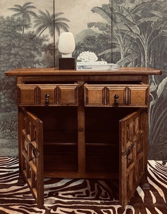 Image 1 of Spanish Oak Brutalist Closet Sideboard