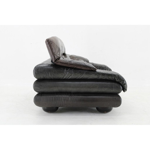 Vintage Wiener Werkstätte Brutalist letaher adjustable armchair, 1970s