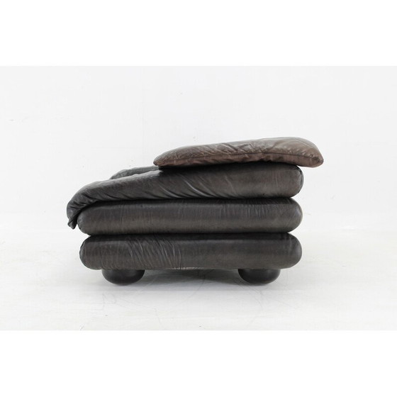 Image 1 of Vintage Wiener Werkstätte Brutalist letaher adjustable armchair, 1970s
