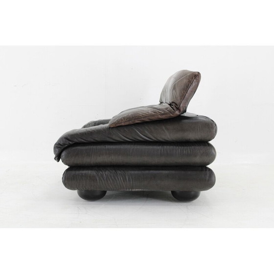 Image 1 of Vintage Wiener Werkstätte Brutalist letaher adjustable armchair, 1970s