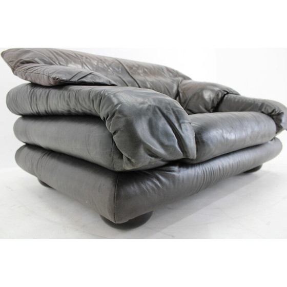Image 1 of Vintage Wiener Werkstätte Brutalist letaher adjustable armchair, 1970s