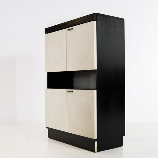 Brutalist bar cabinet white/black 70s