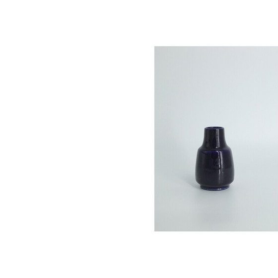 Image 1 of Vintage collectible vase in dark navy blue stoneware by Gunnar Borg for Höganäs Keramik, Sweden 1960