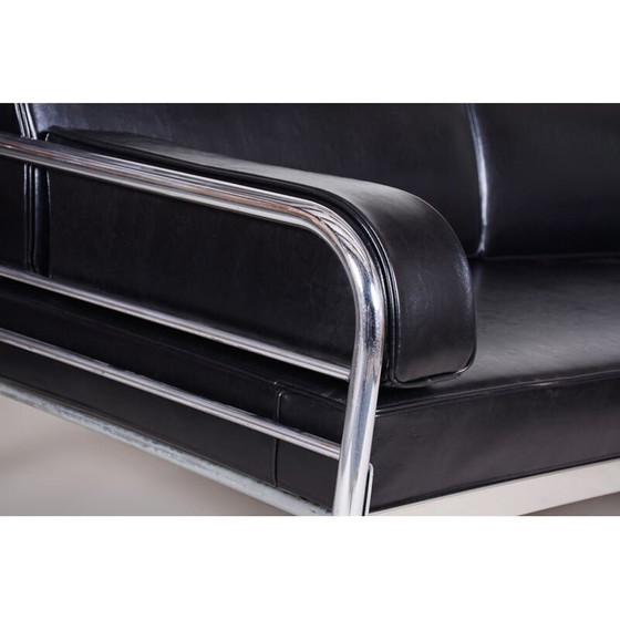 Image 1 of Vintage black sofa by Hynek Gottwald, 1930s