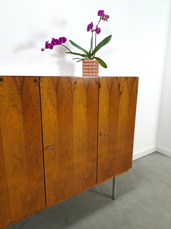 Image 1 of Tall sideboard Rio rosewood veneer with chrome legs