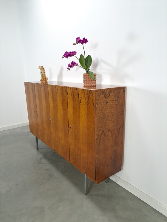 Image 1 of Tall sideboard Rio rosewood veneer with chrome legs