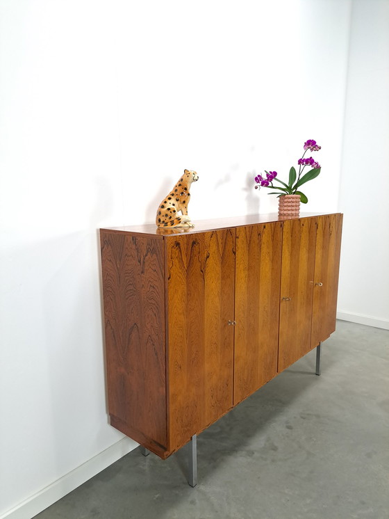 Image 1 of Tall sideboard Rio rosewood veneer with chrome legs