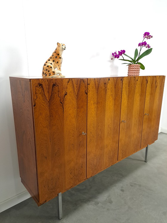 Image 1 of Tall sideboard Rio rosewood veneer with chrome legs