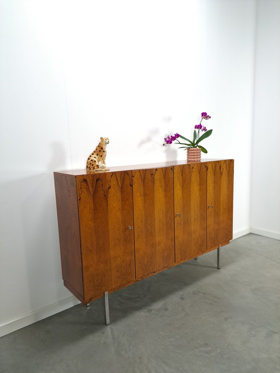 Image 1 of Tall sideboard Rio rosewood veneer with chrome legs