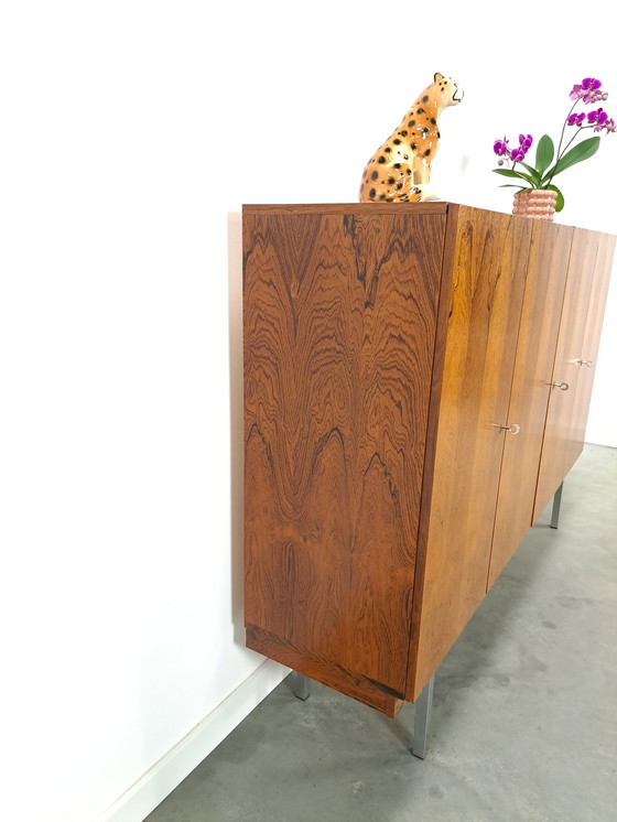 Image 1 of Tall sideboard Rio rosewood veneer with chrome legs