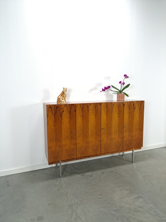 Image 1 of Tall sideboard Rio rosewood veneer with chrome legs