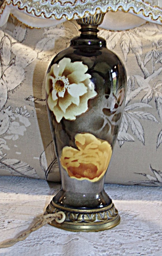 Image 1 of Beautiful Antique Porcelain Lamp With Lampshade