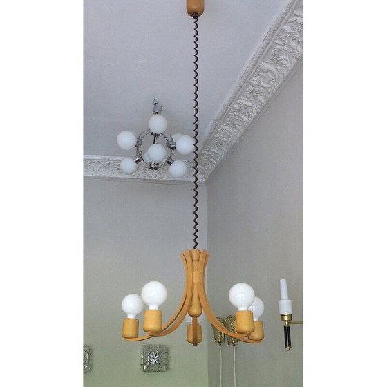 Image 1 of Lampadario vintage danese ad altezza variabile con 5 bracci, anni '70