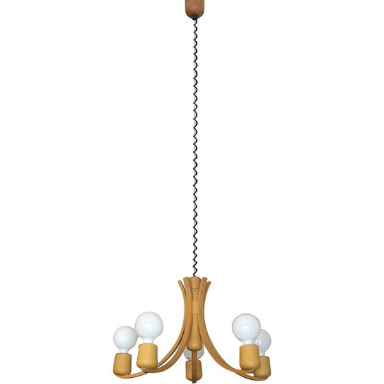 Image 1 of Lampadario vintage danese ad altezza variabile con 5 bracci, anni '70