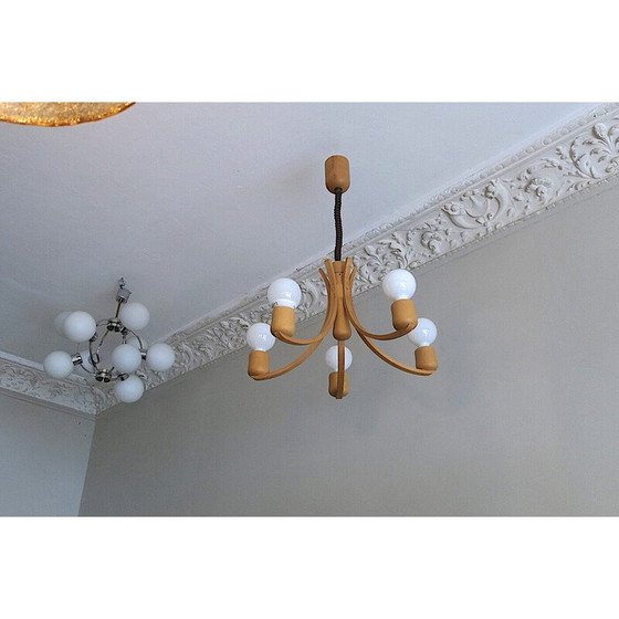 Image 1 of Lampadario vintage danese ad altezza variabile con 5 bracci, anni '70