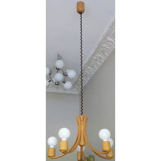 Image 1 of Lampadario vintage danese ad altezza variabile con 5 bracci, anni '70