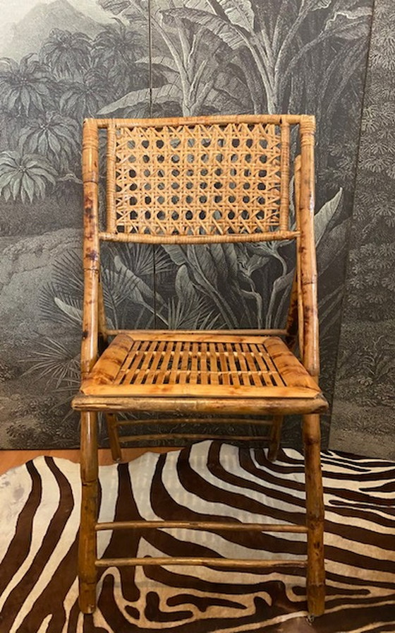 Image 1 of 4x Vintage Bamboo Folding Chairs