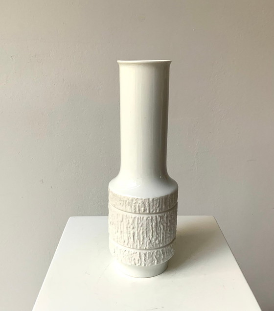 Image 1 of 2 Vintage Vases - Royal Kpm & Arcta De Thomas - Porcelain - Biscuit - Op Art - Space Age - 1960