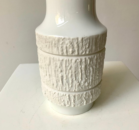 Image 1 of 2 Vintage Vases - Royal Kpm & Arcta De Thomas - Porcelain - Biscuit - Op Art - Space Age - 1960