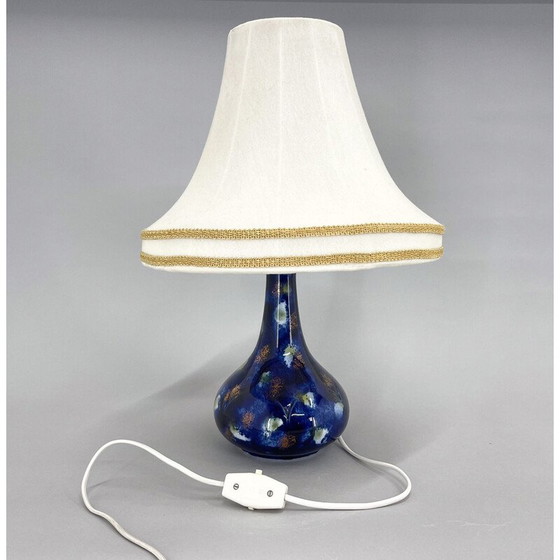 Image 1 of Vintage ceramic and fabric table lamp, Czechoslovakia