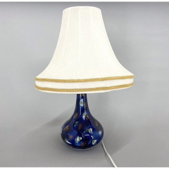 Image 1 of Vintage ceramic and fabric table lamp, Czechoslovakia
