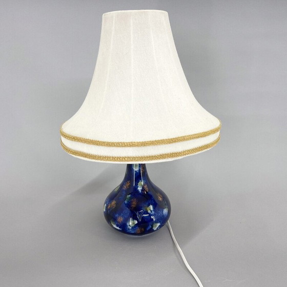 Image 1 of Vintage ceramic and fabric table lamp, Czechoslovakia