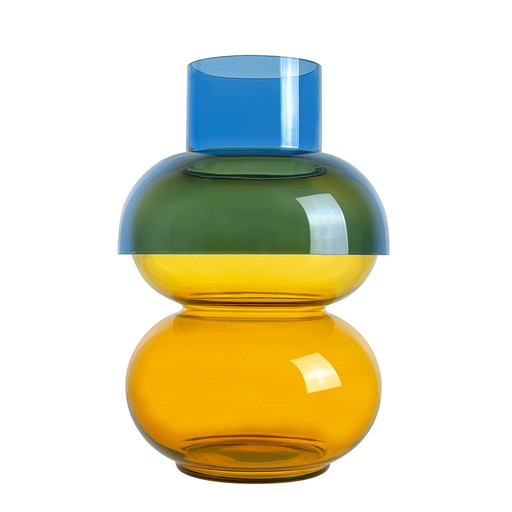 Cloudnola Bubble Flip Vase XL Blue and Yellow Glass