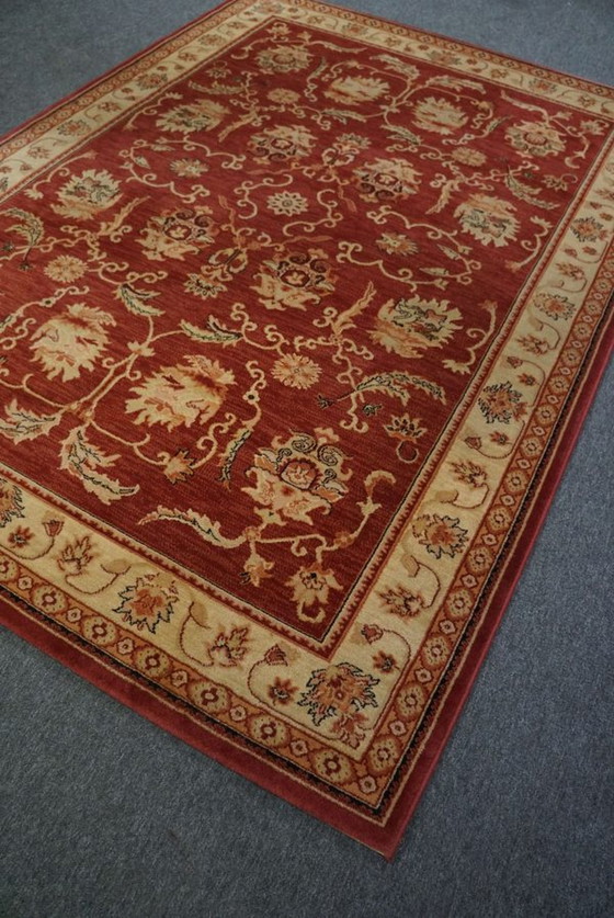 Image 1 of Rug with red and yellow tones made of sheep's wool, 325 x 170 cm