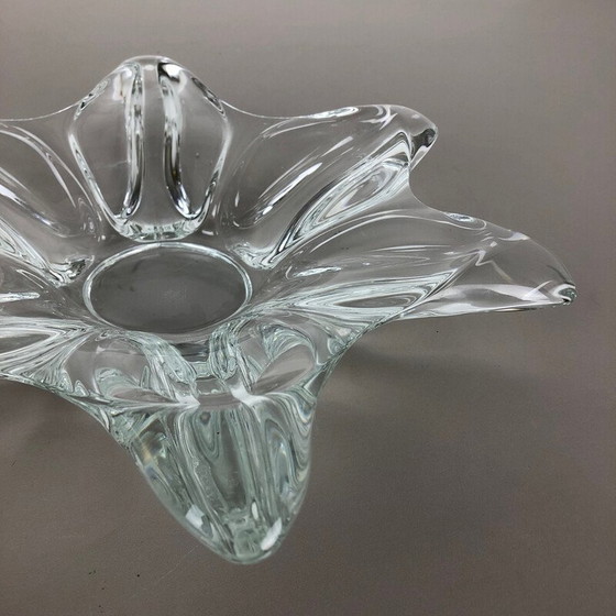 Image 1 of Vintage crystal glass bowl with floral motifs for Art Vannes, France 1970s
