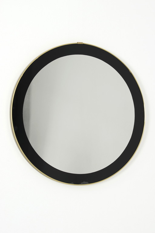 Vintage round mirror with brass