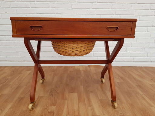 Vintage Danish sewing table, teak wood, 60s