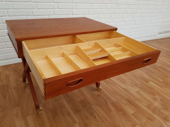 Image 1 of Vintage Danish sewing table, teak wood, 60s