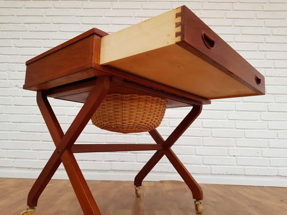 Image 1 of Vintage Danish sewing table, teak wood, 60s