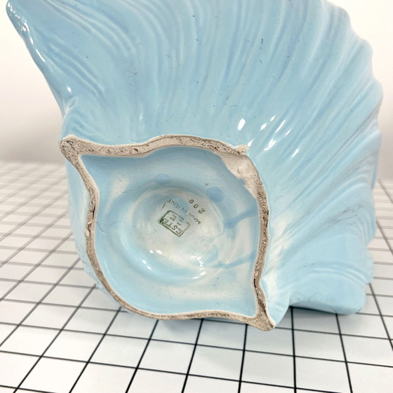 Image 1 of   Blue Seashell Vase In Ceramic, 1970S