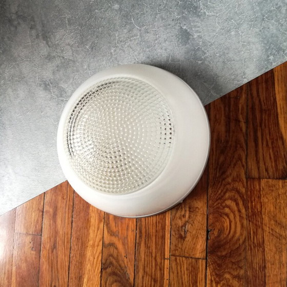 Image 1 of Vintage industrial iron and glass ceiling lamp