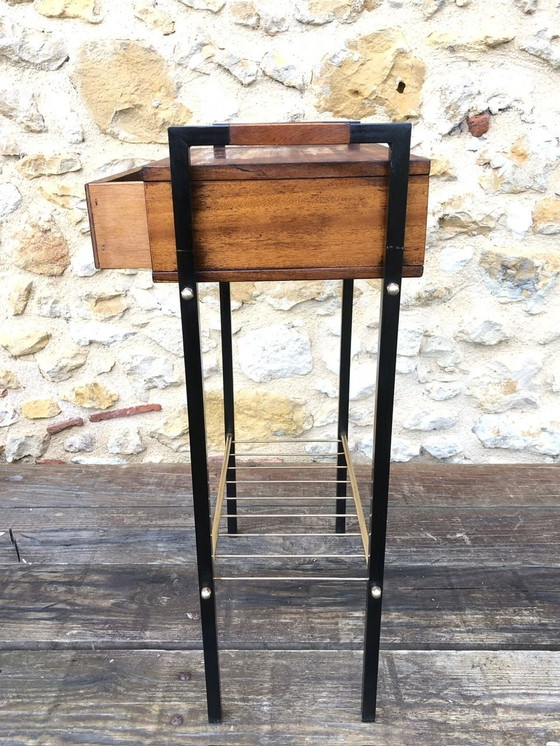 Image 1 of Vintage Side Table With Magazine Rack 1960’S